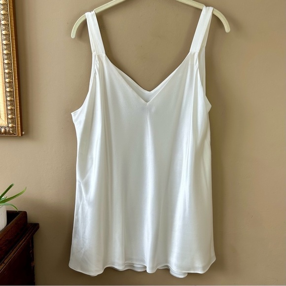 Lafayette 148 White Silk Bias Cut Eva Tank Top Shell Sleeveless Blouse Size 1X - Picture 2 of 10